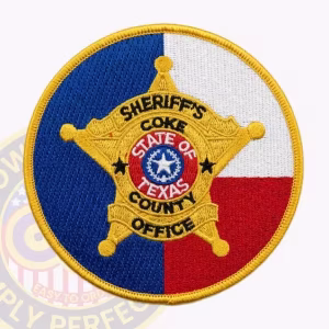 Coke County Sheriff Round Patch with Gold Star on Texas Flag