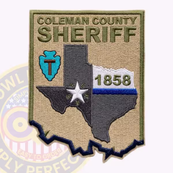 Coleman County Sheriff Subdued Patch with Texas Outline and 1858