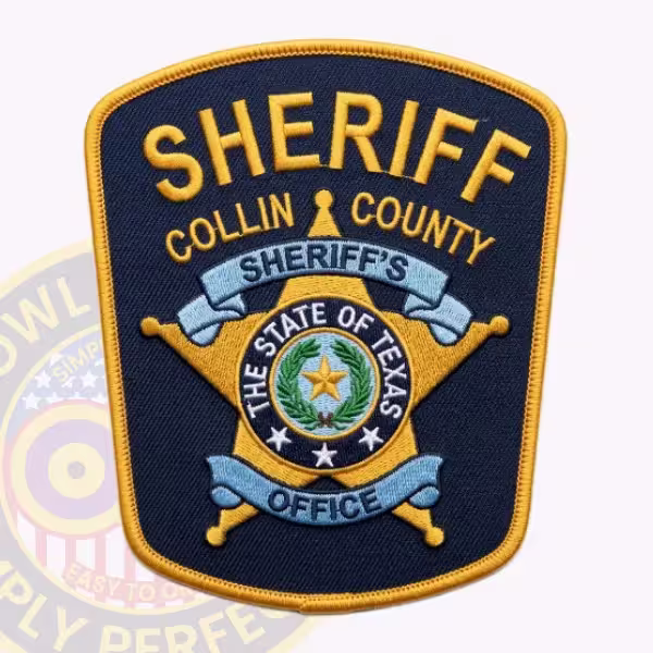 Collin County Sheriff Patch with Gold Star and Light Blue Scrolls