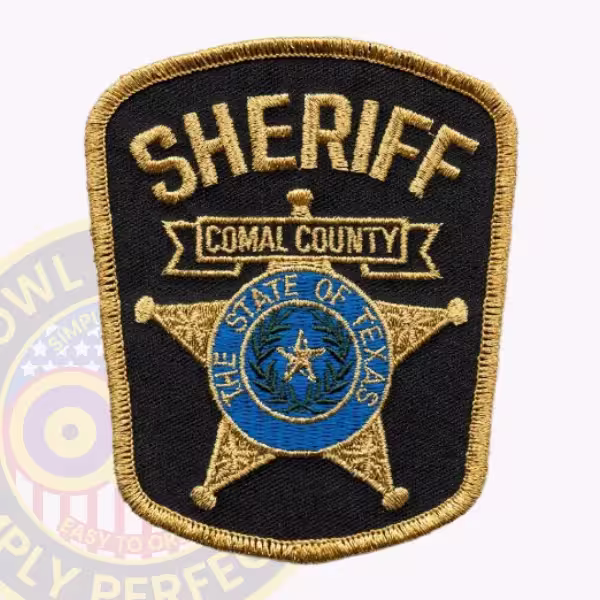 Comal County Sheriff Patch with Metallic Gold Star and Texas Seal