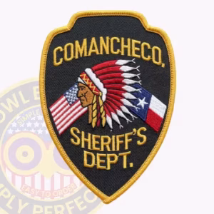 Comanche County Sheriff Patch with Headdress Profile and Crossed Flags