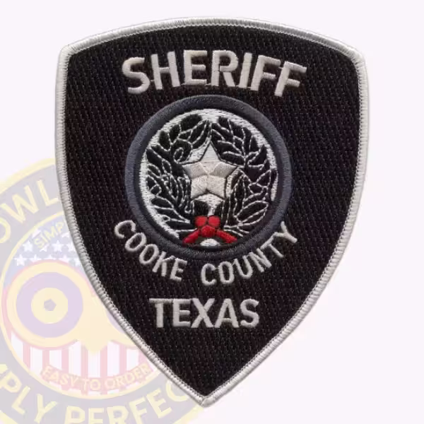 Cooke County Sheriff Patch with Silver Star Seal on Black Shield
