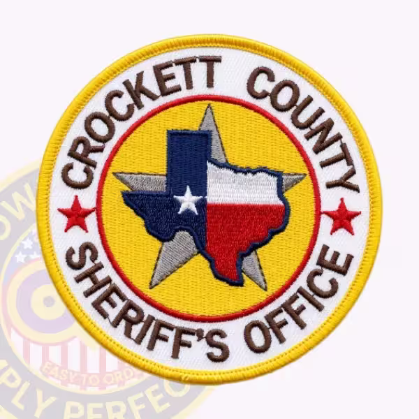 Crockett County Sheriff Round Patch with Texas Map and Silver Star
