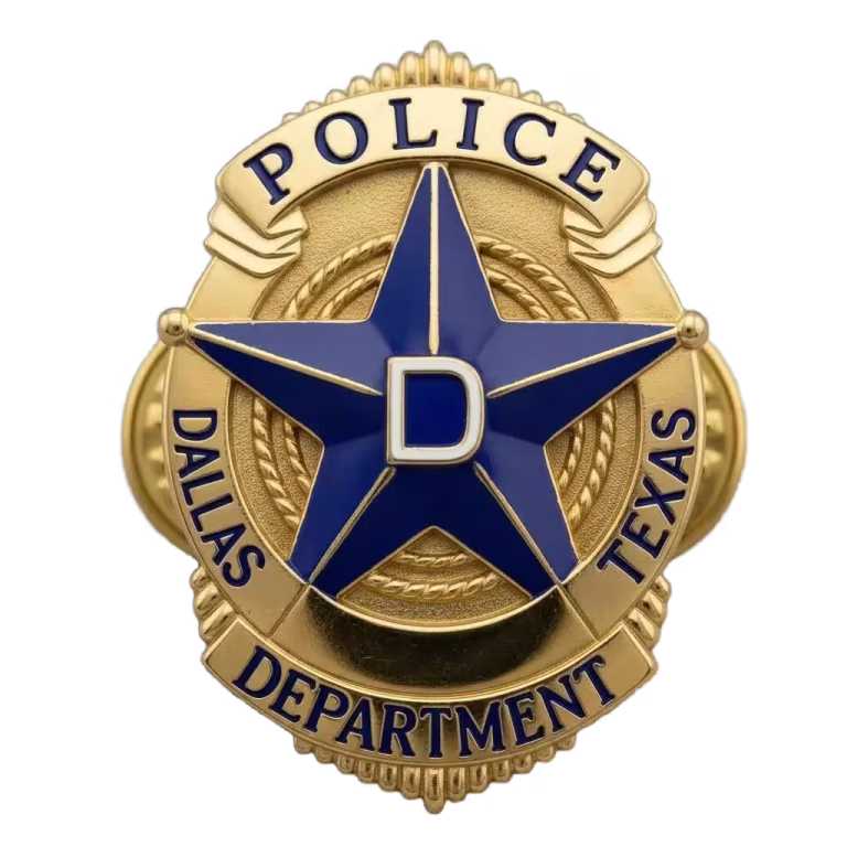 Custom Lapel Pins 2 Gold police badge lapel pin with a blue printed star