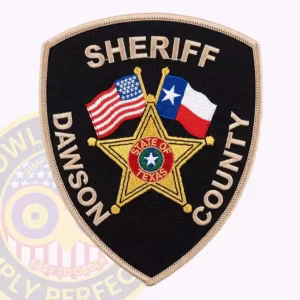 Dawson County Sheriff Patch with Crossed Flags and Ball-Tip Star