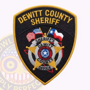 DeWitt County Sheriff Patch with Star Badge over Red Texas Outline
