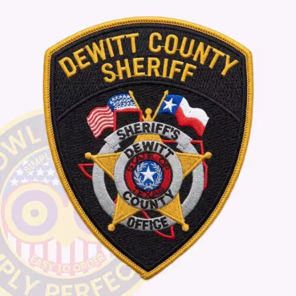 DeWitt County Sheriff Patch with Star Badge over Red Texas Outline