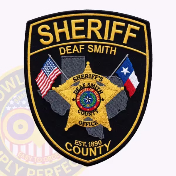Deaf Smith County Sheriff Patch with Gray Texas Map and EST. 1890