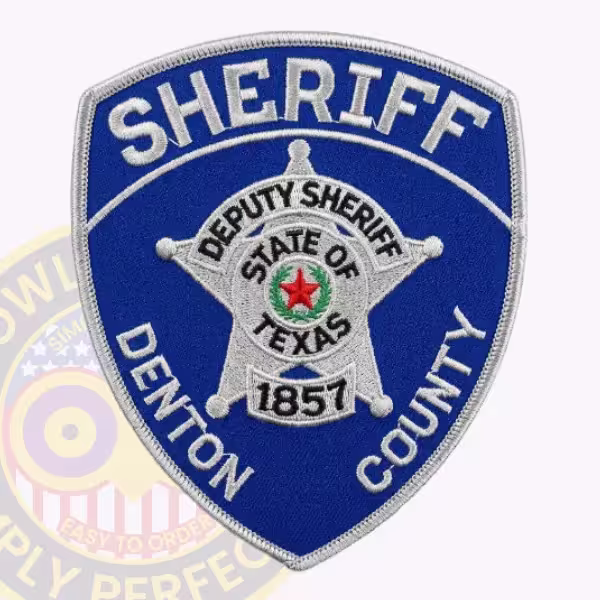 Denton County Sheriff Patch with Silver Deputy Star on Royal Blue