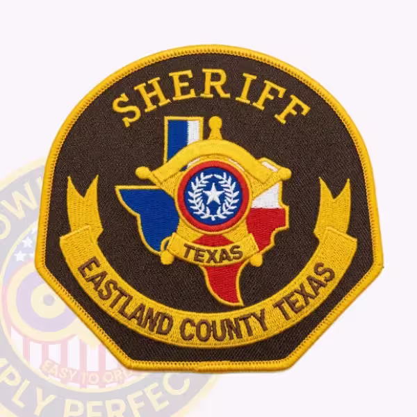 Eastland County Sheriff Patch with Flag-Colored Texas and Gold Scroll