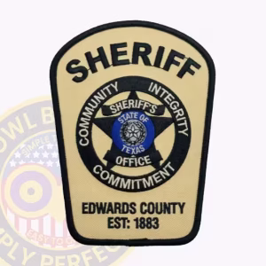 Edwards County Sheriff Patch with Black Star Badge on Tan