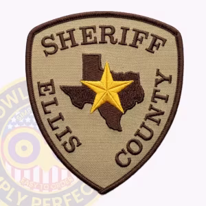Ellis County Sheriff Patch with Gold Star on Brown Texas Map