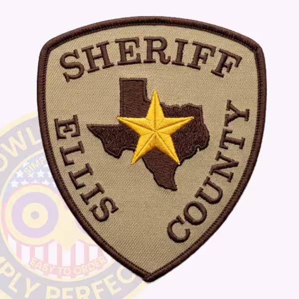 Ellis County Sheriff Patch with Gold Star on Brown Texas Map