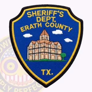 Erath County Sheriff Patch with Towered Stone Building on Blue
