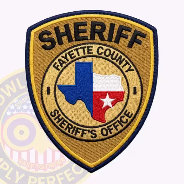 Fayette County Sheriff Patch with Texas Flag Map on Gold Shield