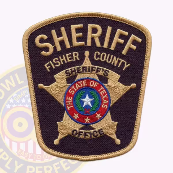 Fisher County Sheriff Patch with Tan Star Badge on Dark Brown