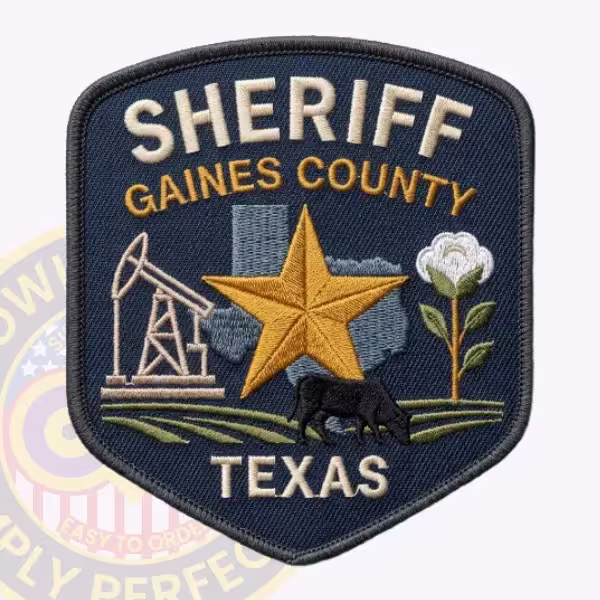 Gaines County Sheriff Patch with Pumpjack, Cotton and Gold Star