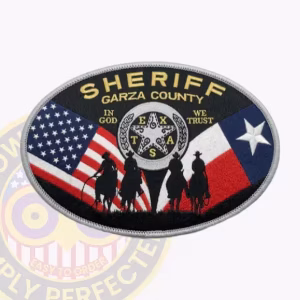 Garza County Sheriff Oval Patch with Horseback Riders and Flags