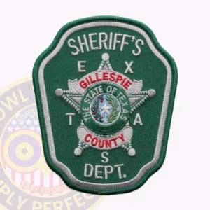 Gillespie County Sheriff Patch with Silver Ball-Tip Star on Green