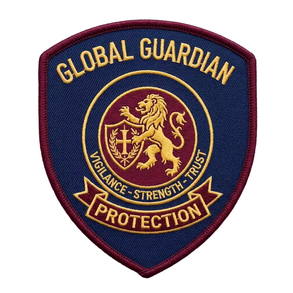 Navy shield protection patch with a gold lion on a red seal