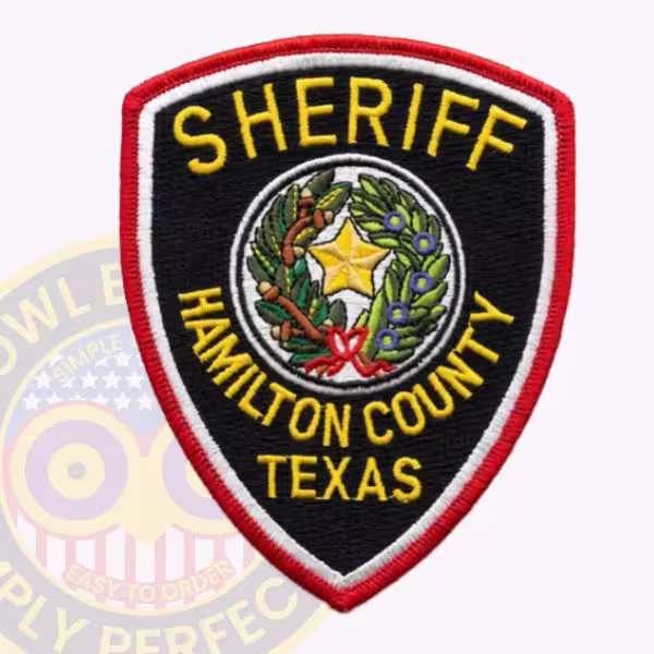 Hamilton County Sheriff Patch with Wreathed Star Seal and Red Border
