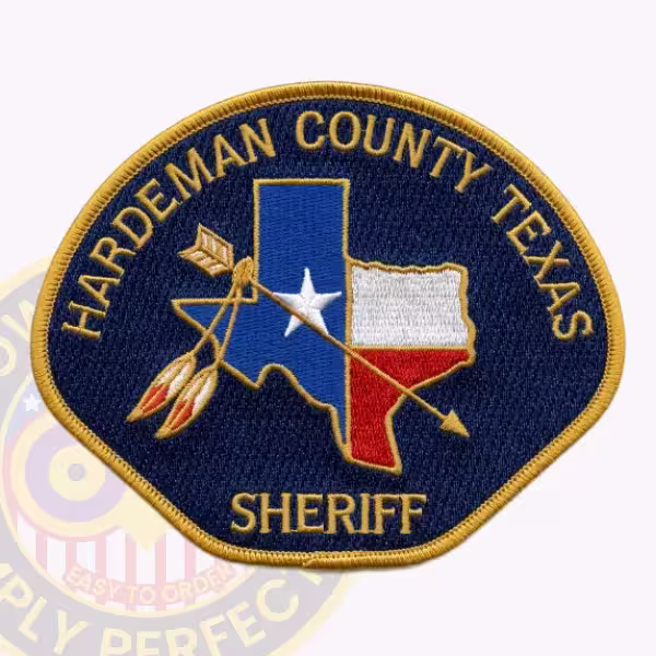 Hardeman County Sheriff Patch with Feathered Arrow Across Texas Map