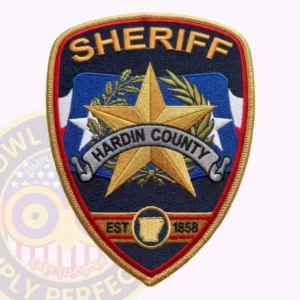 Hardin County Sheriff Patch with Gold Star on Waving Texas Flag