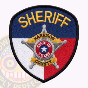 Harrison County Sheriff Patch with Silver Star and Twin Gold Scrolls
