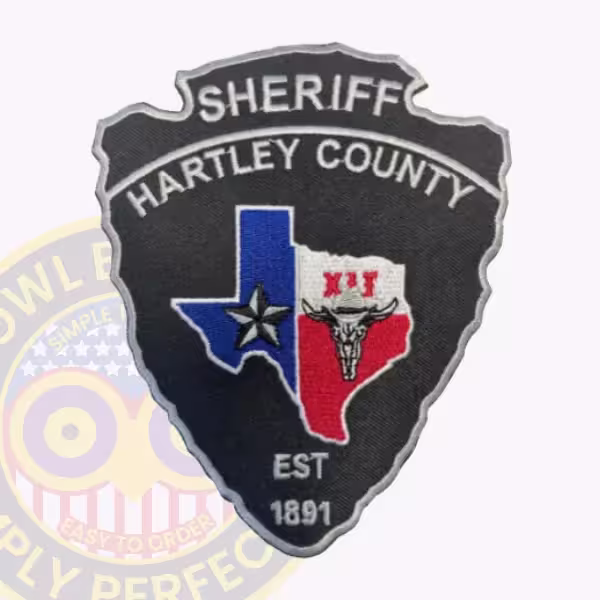 Hartley County Sheriff Patch with Hatted Steer Skull on Arrowhead