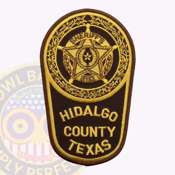 Hidalgo County Sheriff Patch with Leaf-Ringed Star in Brown and Gold
