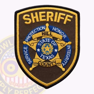 Hill County Sheriff Patch with Four-Virtue Ring on Brown Shield