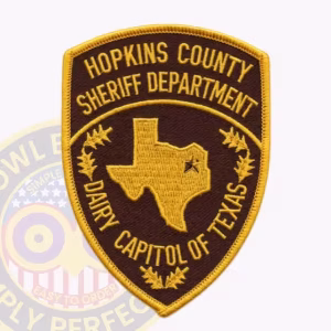 Hopkins County Sheriff Patch with Gold Texas Map and Dairy Motto