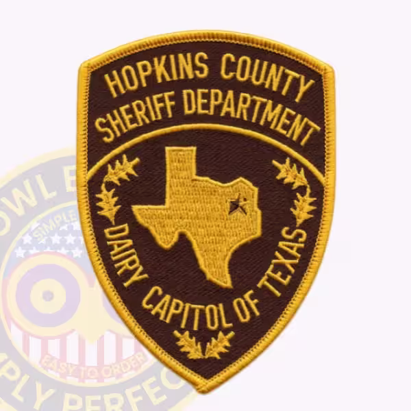 Hopkins County Sheriff Patch with Gold Texas Map and Dairy Motto