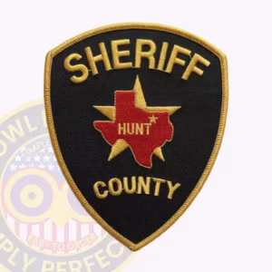 Hunt County Sheriff Patch with Red Locator Map on Black Shield