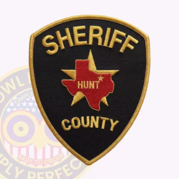 Hunt County Sheriff Patch with Red Locator Map on Black Shield