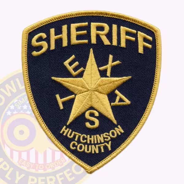 Hutchinson County Sheriff Patch with Gold Star Spelling TEXAS on Navy