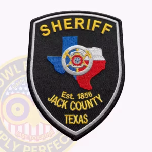 Jack County Sheriff Patch with Silver Ring and Six-Point Star on Flag Map