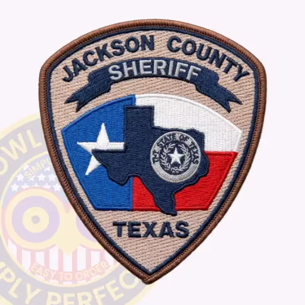 Jackson County Sheriff Patch with Navy Texas Map and Silver State Seal