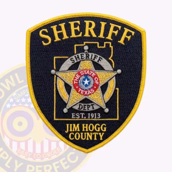 Jim Hogg County Sheriff Patch with Scrollwork Star on Stepped Gold Outline