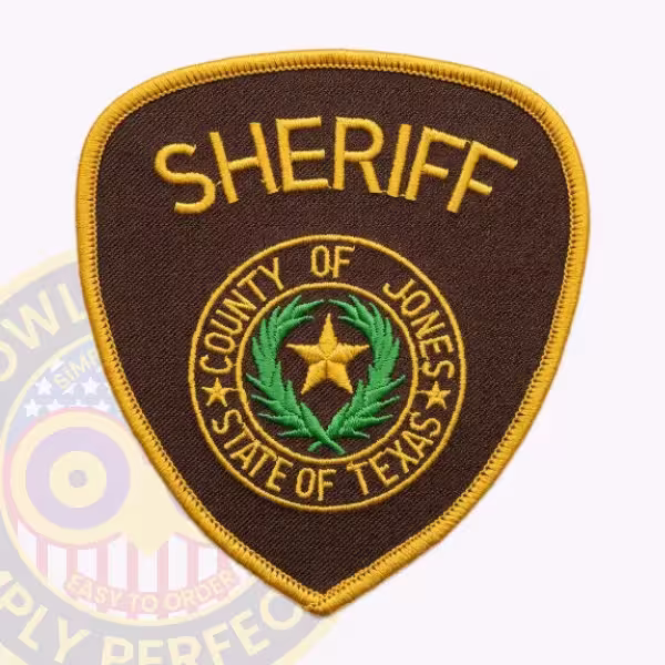 Jones County Sheriff Patch with County of Jones Seal on Brown Shield