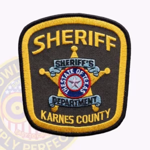 Karnes County Sheriff Patch with Wide Gold Border on Charcoal Twill