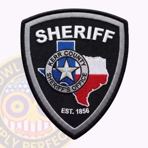 Kerr County Sheriff Patch with Gray Border Band and Texas Flag Map