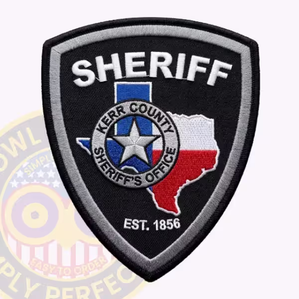 Kerr County Sheriff Patch with Gray Border Band and Texas Flag Map