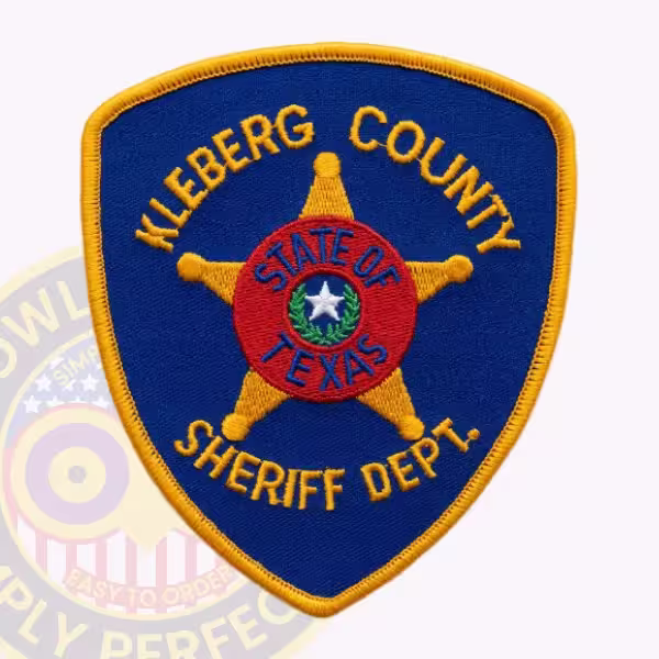 Kleberg County Sheriff Patch with Blue-Lettered Red Disc on Gold Star