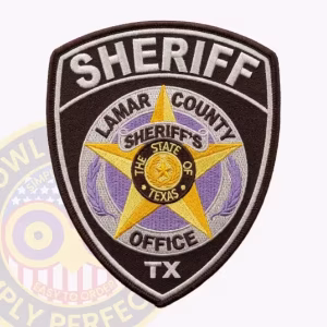 Lamar County Sheriff Patch with Lavender Ring Badge and Gold Star