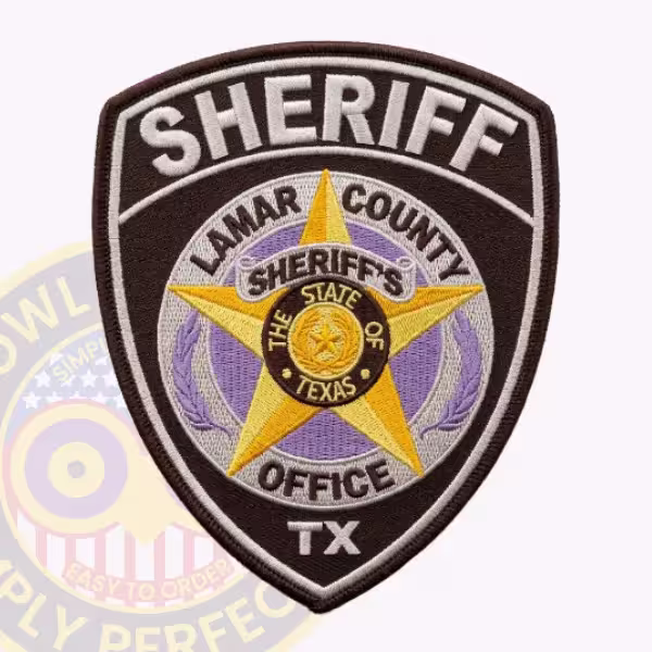 Lamar County Sheriff Patch with Lavender Ring Badge and Gold Star