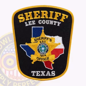 Lee County Sheriff Patch with EST. 1874 Star over Tricolor Texas Map