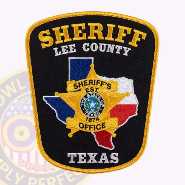 Lee County Sheriff Patch with EST. 1874 Star over Tricolor Texas Map