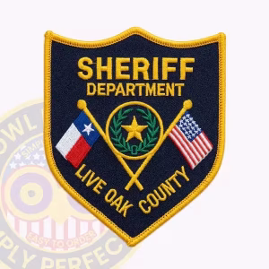 Live Oak County Sheriff Patch with Wreath Ring on Crossed Flagpoles