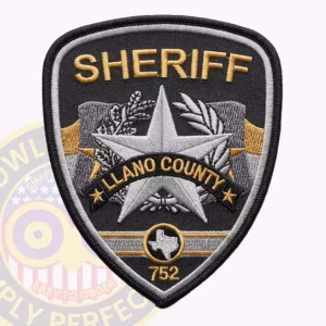 Llano County Sheriff Patch with Silver Star over Gray and Gold Bands